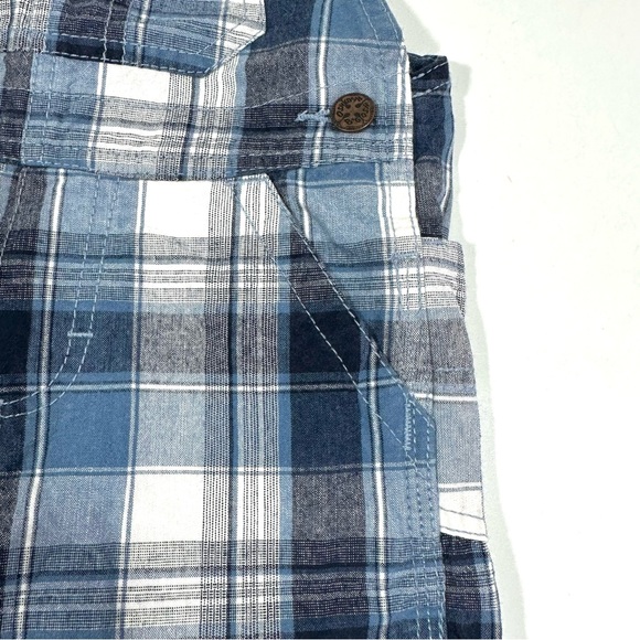 OshKosh Baby Boy Blue White Plaid Shortalls - Picture 3 of 5